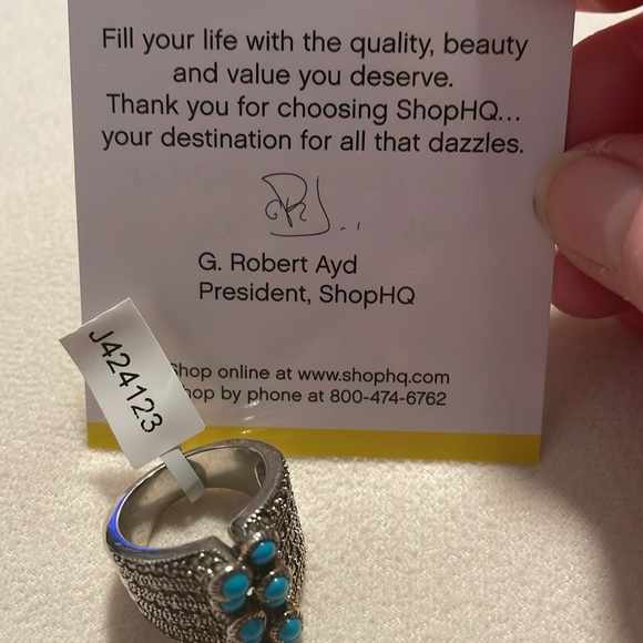 NWT ShopHQ Turquoise and Marcasite Silver Ring, Size 7 - Picture 7 of 7